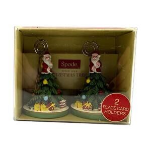 Spode Set of 2 Christmas Tree / Santa Place Card Holders